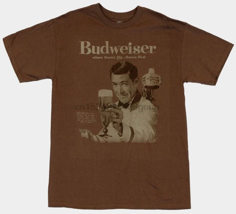Budweiser Мужская футболка-Where There's LifeThere's Bud Old School Ad Ima | одежда