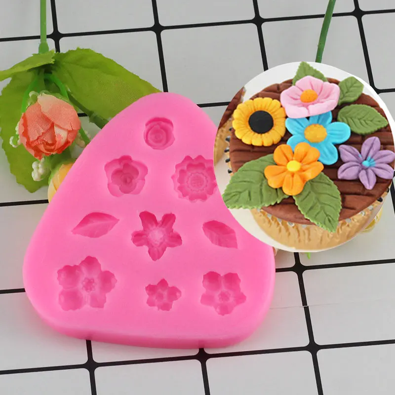 Mujiang, маленькие цветы, листья, торт, кайма, силиконовая форма для помадки, инструмент для украшения торта, кекс, шоколадные конфеты, фимо глиняные формы