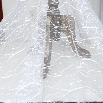 

Lace embroidery lace accessories, wedding dress, DIY handmade fabric, twill, sequins, fabric, ivory white.