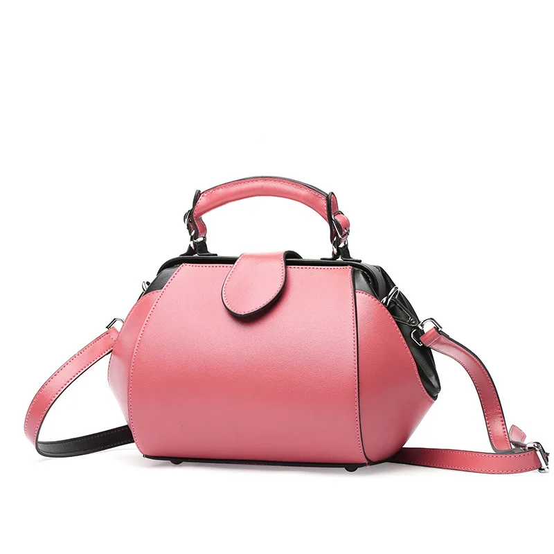 Sleek minimalist color bright doctor bag just right buckle plasticity highlights women's style women leather handbags