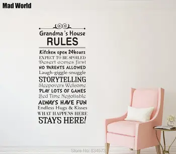 

Grandma's House Rules House Rules Laugh Play Hugs Wall Art Sticker Wall Decals Home DIY Decoration Removable Decor Wall Stickers