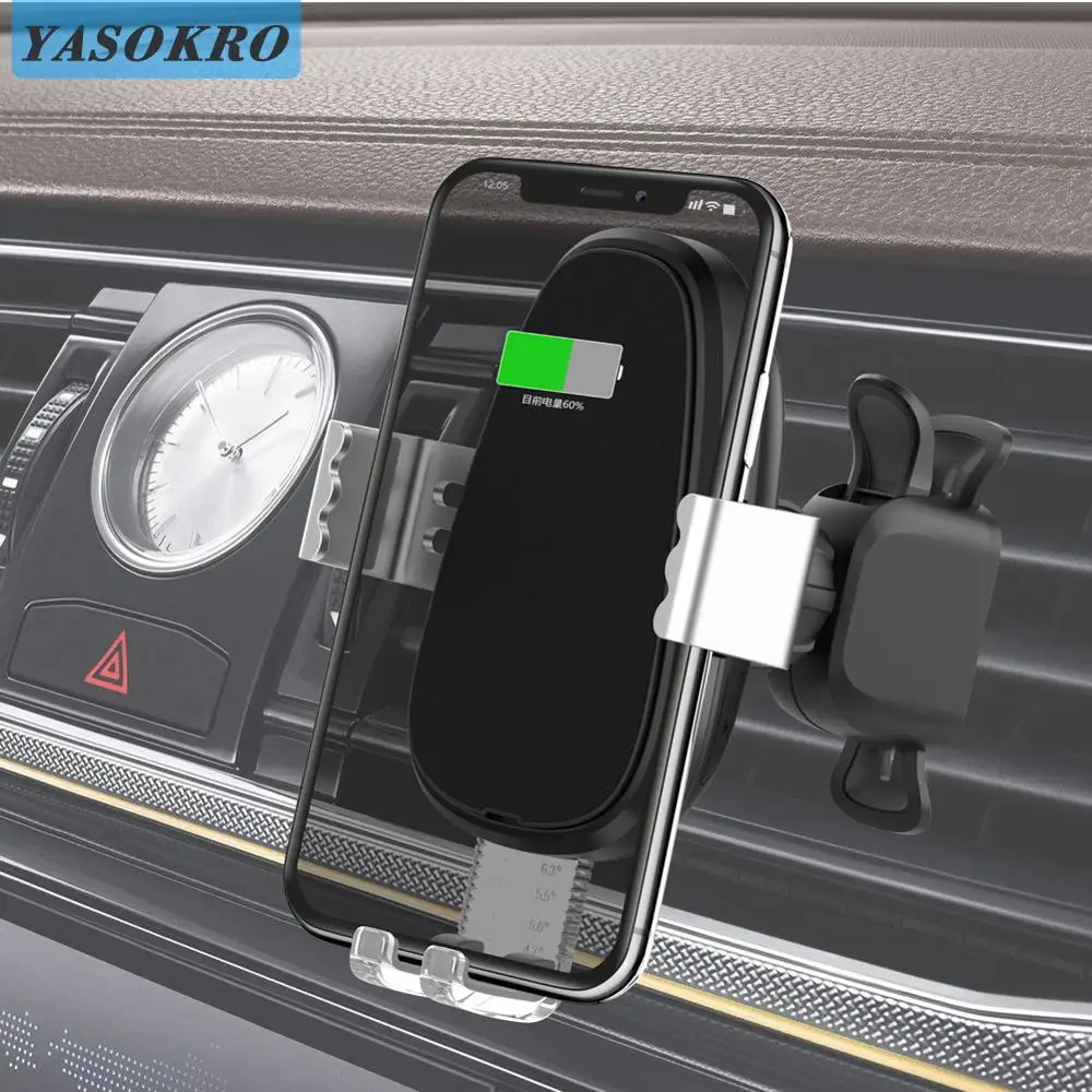 

Автомобильное беспроводное зарядное устройство YASOKRO Qi для iPhone, Индукционная подставка для держателя телефона с инфракрасным излучением, быстрая Беспроводная зарядка