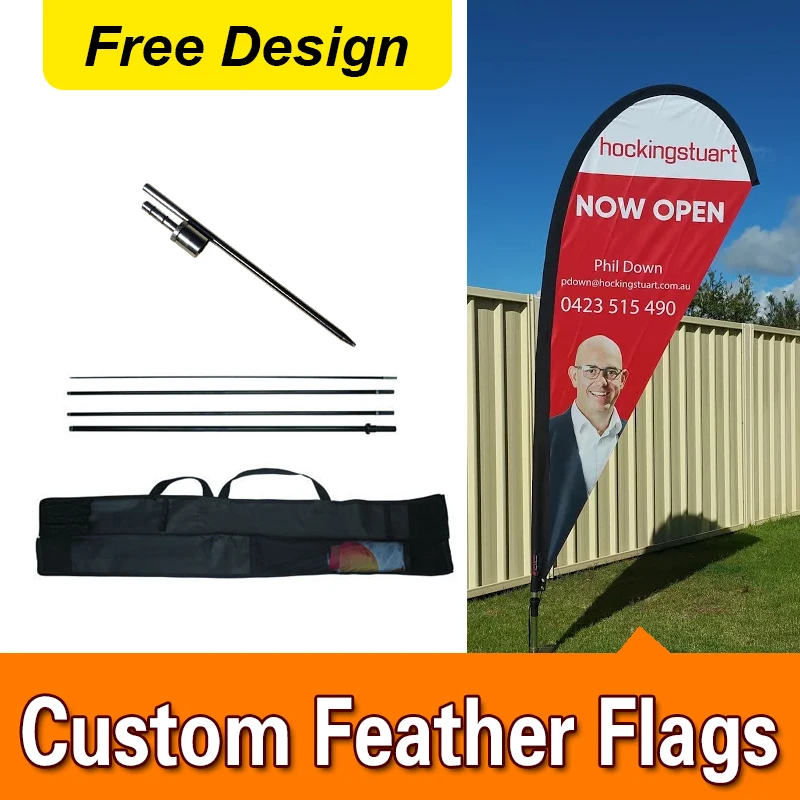 

Free Design Free Shipping Double Sided Inground Spike Teardrop Flags Banners Signs Advertising Feather Flags Custom Sail Banners