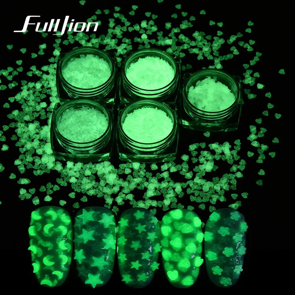

Fulljion 1Box Luminous Nail Glitter Sequins Fluorescent Flakes Glow in the Dark Moon Star Flower Nail Art Decorations Manicure