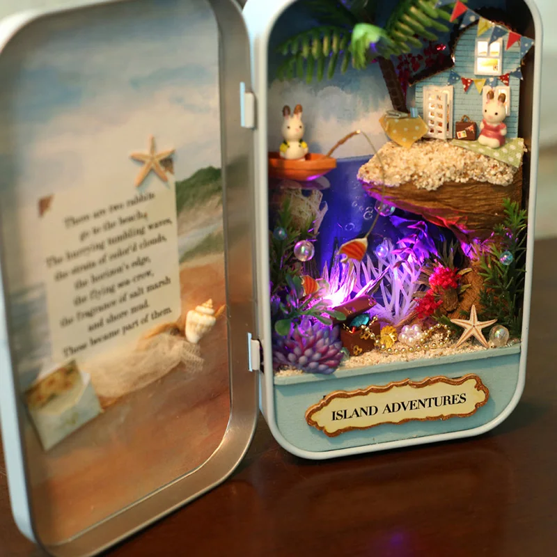

Christmas Gift Island Adventures Box theatre DIY Mini Dollhouse Miniature Box 3D DIY Handmade Box Mini Doll House Kits Toys