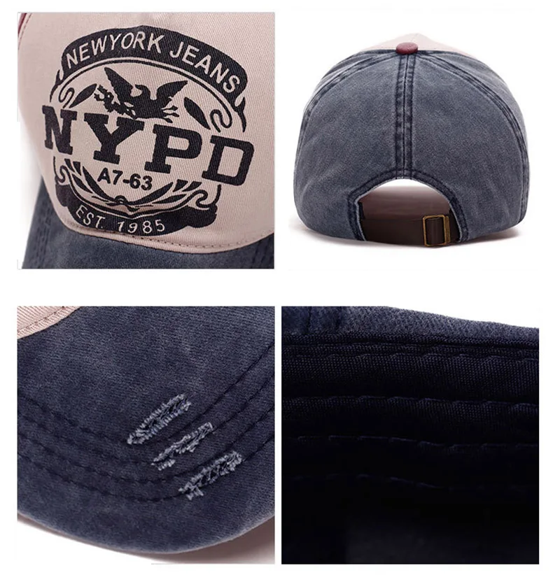 Fashion Unisex Baseball Cap NYPD Letter Pattern Women Washed Old Style Caps Men Leisure Sport Cotton Washed Hip Hop Hat CP0252 (3)