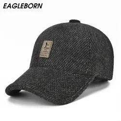 Eagleborn 2019 шерстяные трикотажные дизайн Зимняя бейсболка Для мужчин теплая Шапки ушанку