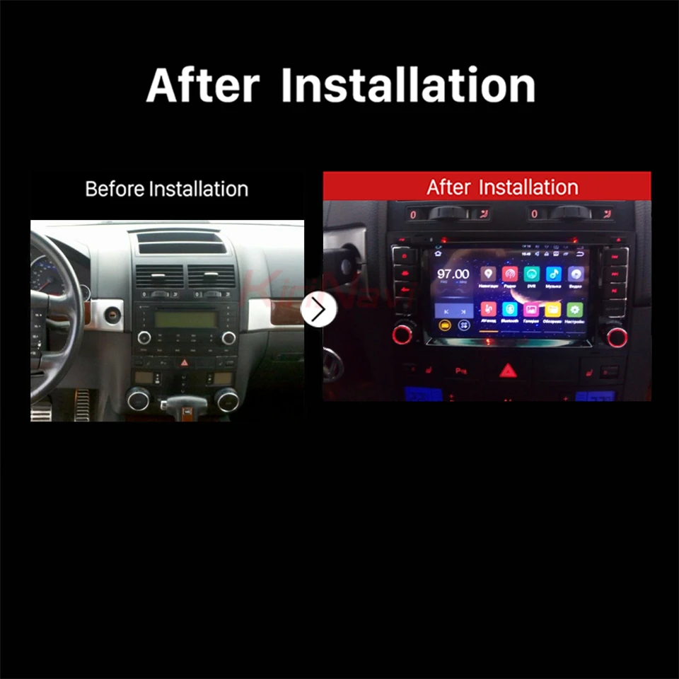 Top KiriNavi Octa core LET android 7 navigation system for vw touareg multimedia 2002 - 2010 support 4K Video 4G 1