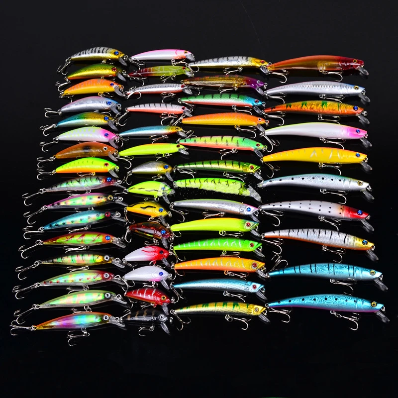 

53PCS Assorted Fishing Lures Minnow Lure Crank Bait Mixed Tackle 7 Models