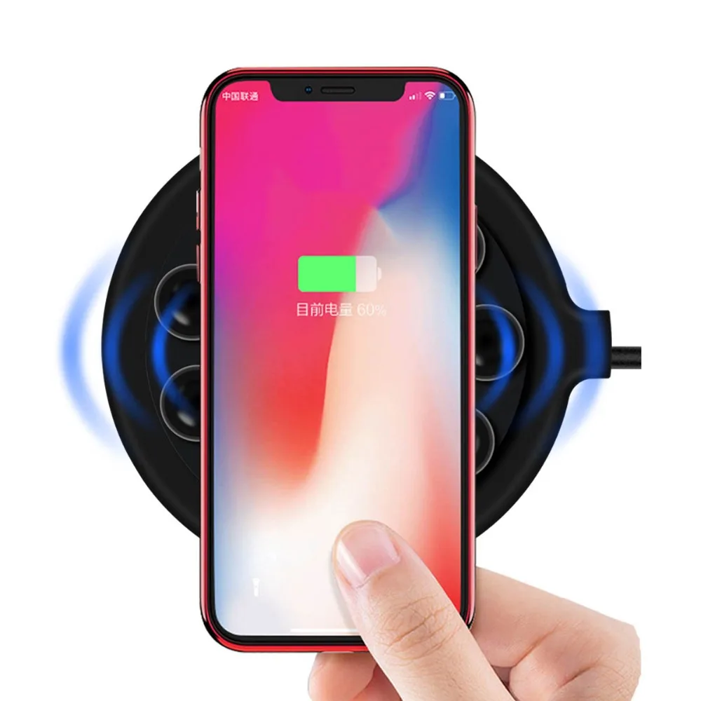10 Вт паук присоска Беспроводное зарядное устройство для iPhone X XR XS 8 портативная