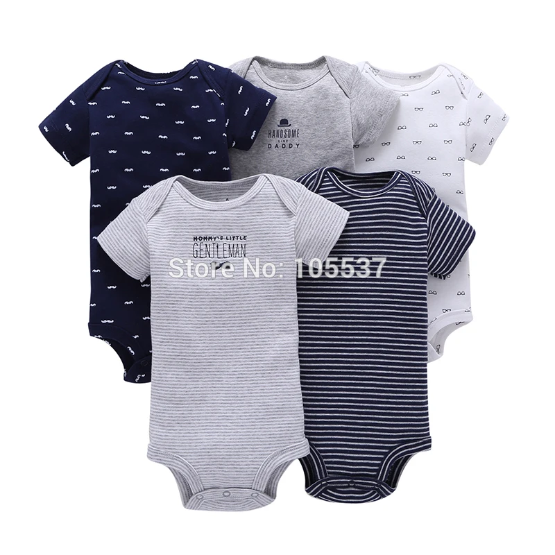 baby boy rompers stripe cotton short sleeve o-neck unisex summer set new born baby clothes 5pcs/set bebes nightgown