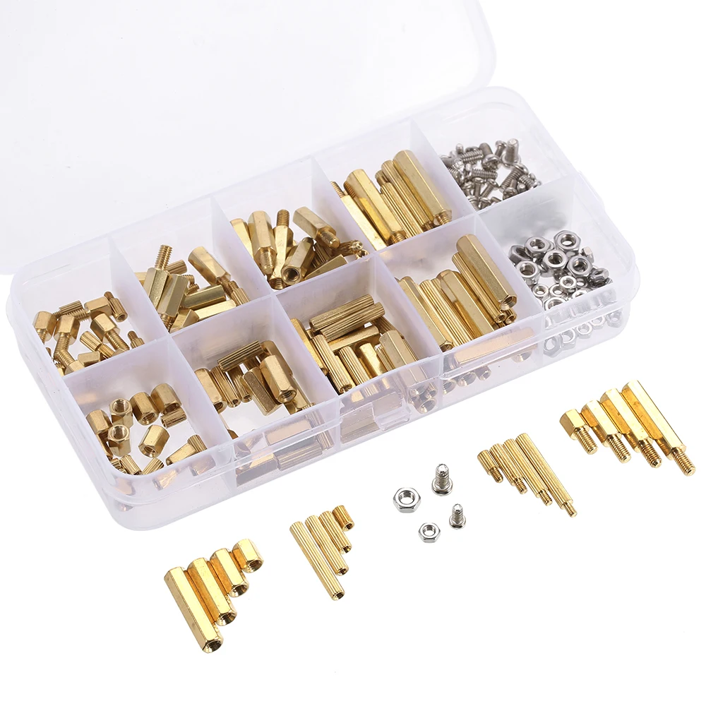 240PCS M2 M3 Screws Threaded Standoffs Brass Standoff Spacer PCB Board