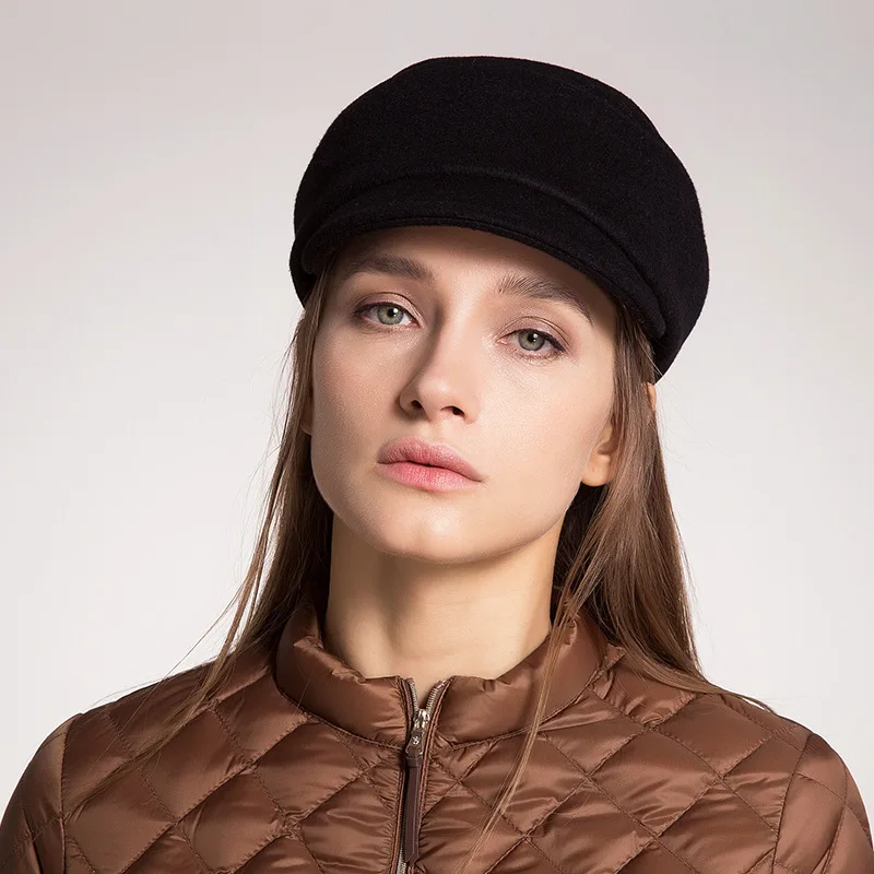 

Wool Blended Military Hat Women Fashion Visor Hats Fall Winter