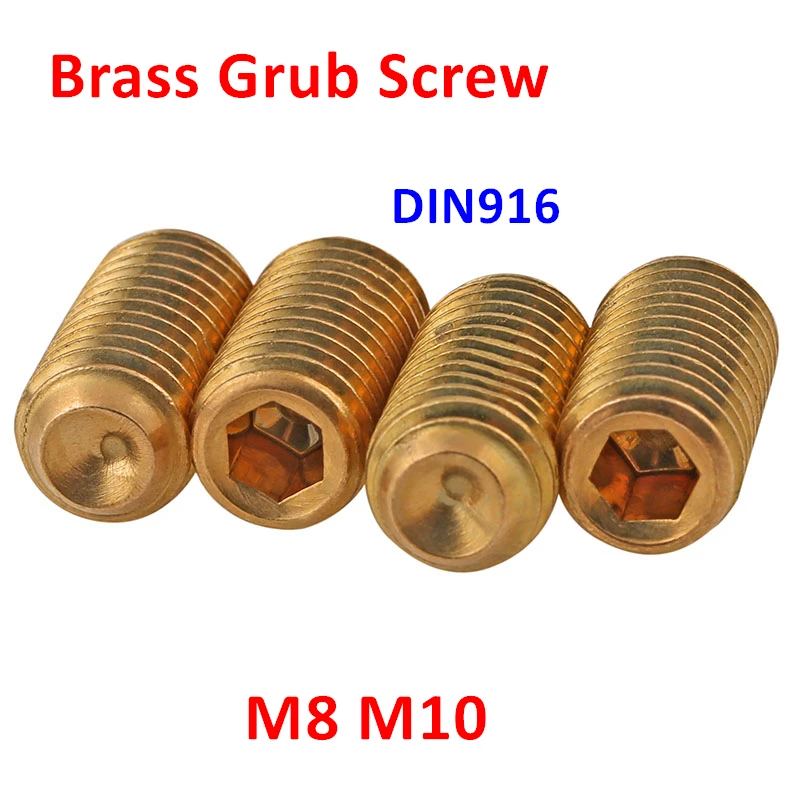 10pcs Thread M8 M10 DIN916 Brass Set Screws Hexagon socket Headless Cup