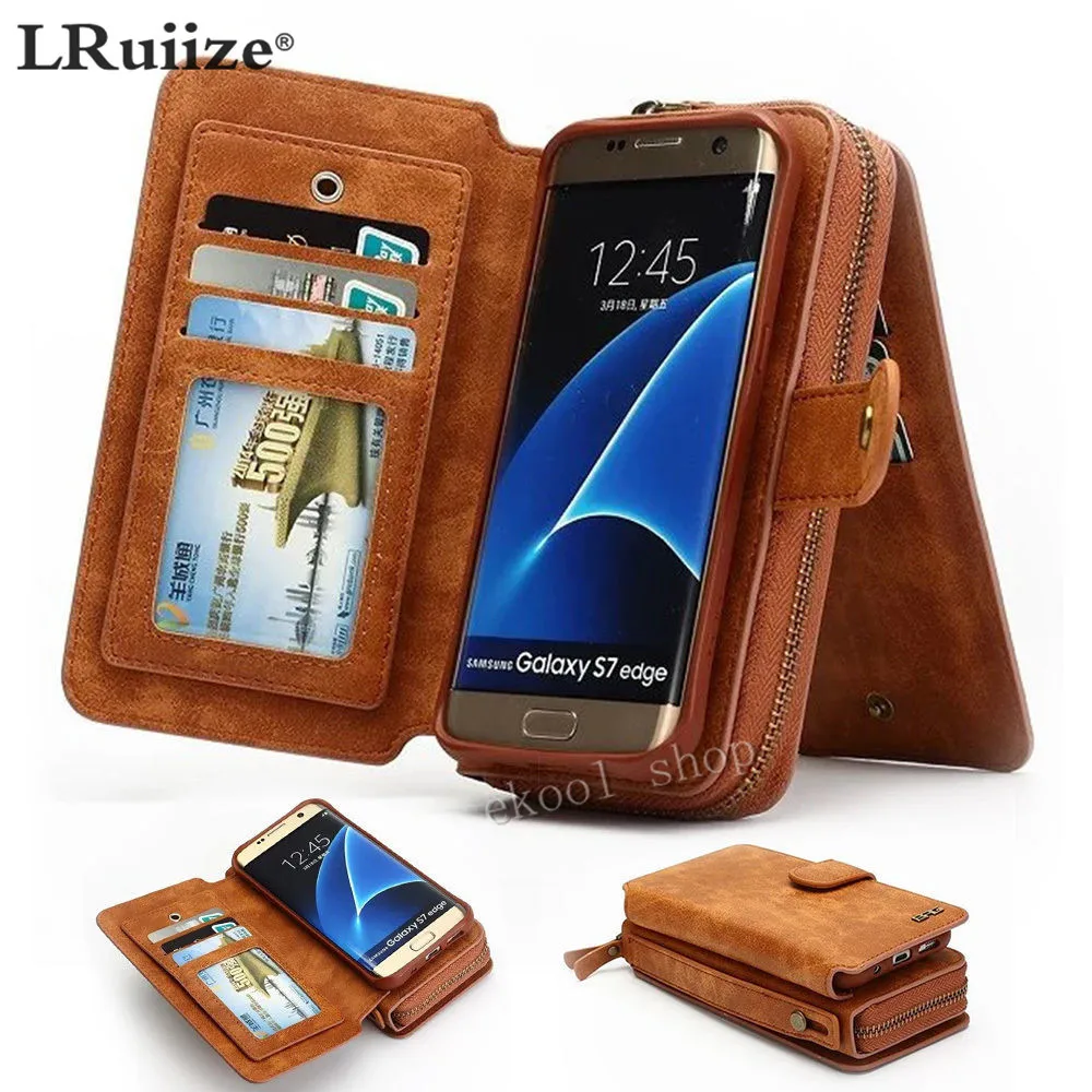 imágenes para LRuiize Retro Multifunción Cartera de Cuero Cubierta de la Caja Del Teléfono Celular de Parachoques Funda de piel Para Samsung S6 S7 S8/Edge/Plus S5 S4 Note5 4 imágenes para LRuiize Retro Multifunción Cartera de Cuero Cubierta de la Caja Del Teléfono Celular de Parachoques Funda de piel Para Samsung S6 S7 S8/Edge/Plus S5 S4 Note5 4