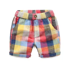 Летние шорты для мальчиков детская одежда клетчатые штаны для маленьких мальчиков детские брюки для детей от 2 до 6 лет