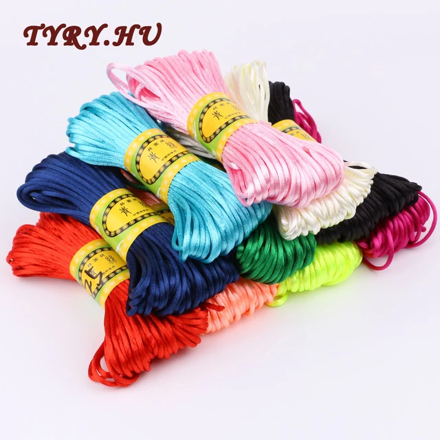 TYRY.HU MultiColor 10meter Satin Nylon Cord Solid Rope For