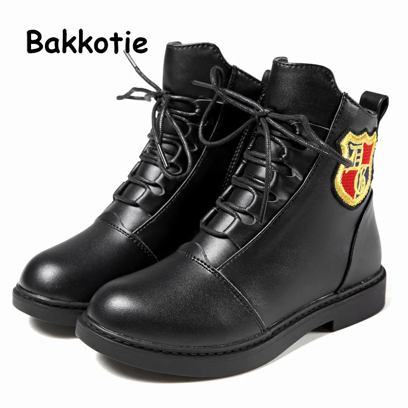 

Bakkotie Autumn Fashion British style Baby Girl Martin Boots Children Boy Genuine Leather Ankle Boots Kid Brand Black Soft Shoes