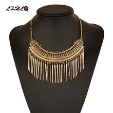 LZHLQ этническое винтажное богемное ожерелье золотого и серебряного цвета, металлическое длинное ожерелье с шипами и подвесками для женщин, ювелирное изделие