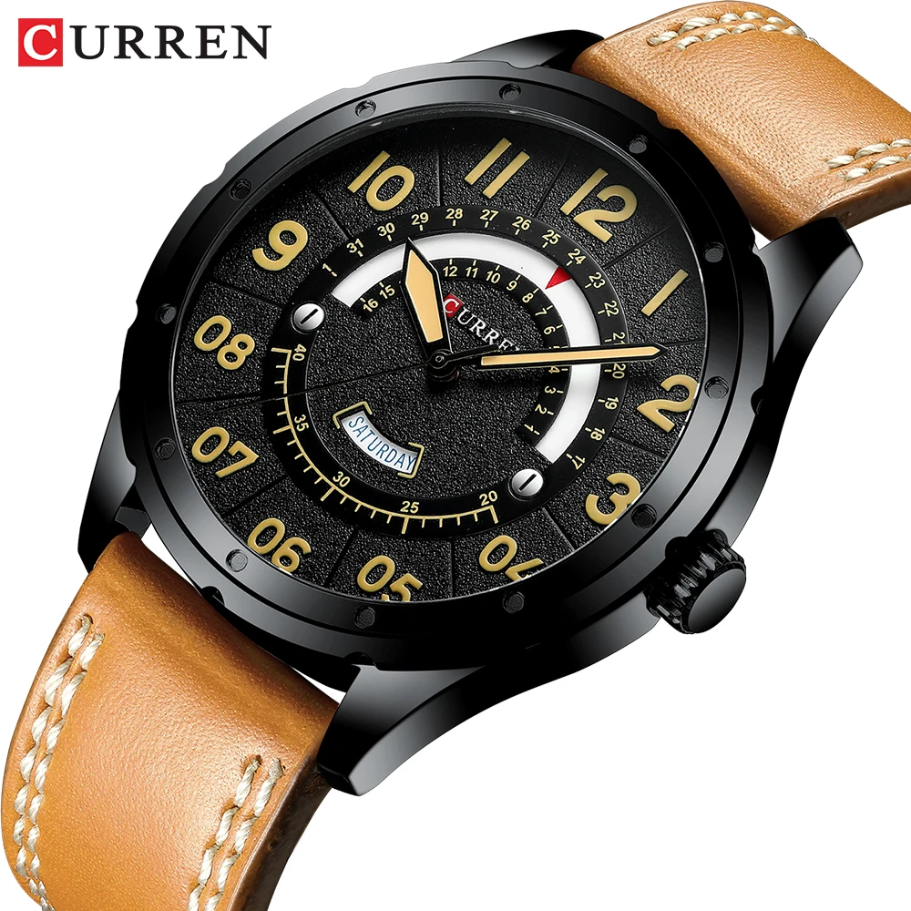 

Top CURREN Mens Watches Brand Fashion Leather Wristwatches Quartz Men's Watch Date Sports Waterproof Men Clock Relogio Masculino