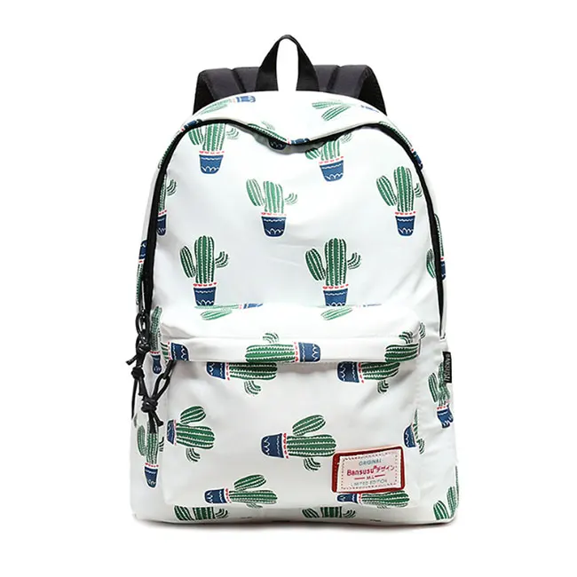 Женский стильный рюкзак с принтом кактуса, брезентовые рюкзаки для девочек-подростков, школьная сумка, Зеленый Рюкзак, большой рюкзак для путешествий, mochila escolar - Цвет: Style 1