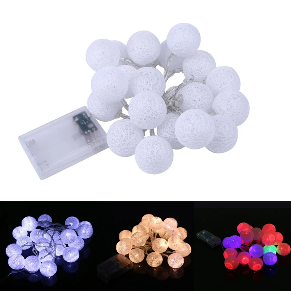 20 LEDs Cotton Ball LED Lighting String Garland Lights Wedding/Xmas