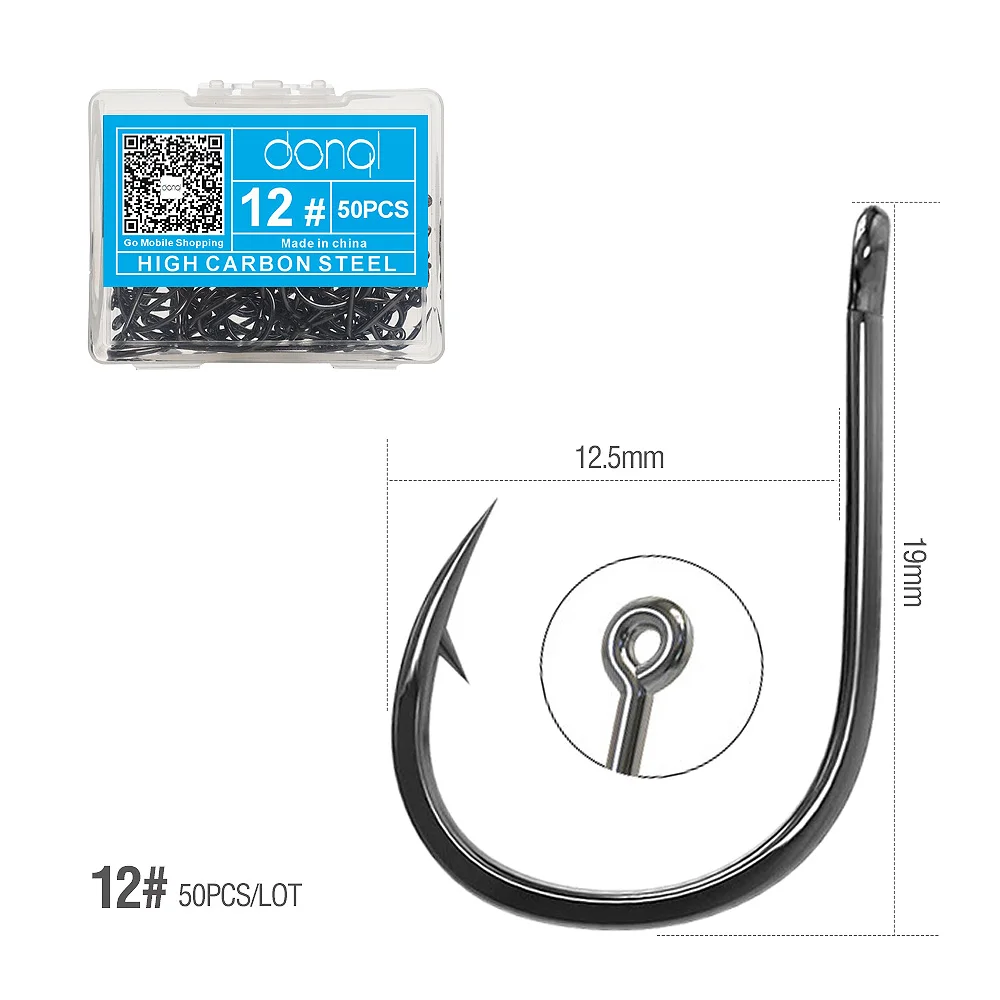 DONQL 50 шт./кор. углеродистая сталь колючий рыболовный крючок червячный пруд держатель для приманки для рыбы Карп Рыбалка джиг голова рыболовные крючки 3#-16 - Цвет: 12