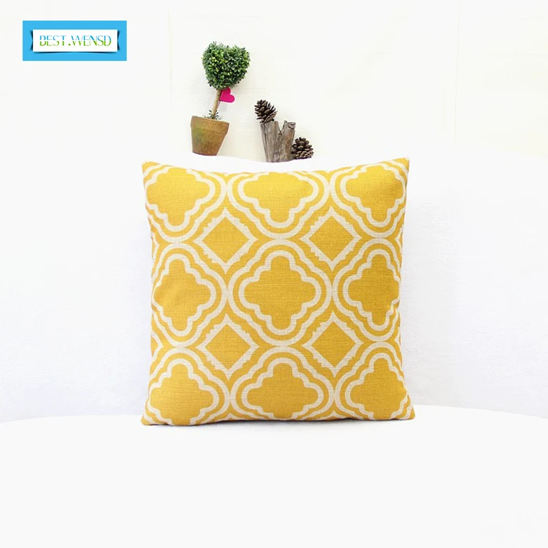 

BEST.WENSD 2017 Fashion Geometric Patterns Cushion Custom Linen Decorative Throw Pillows Sofa Chair Cushions Coussins 45*45cm