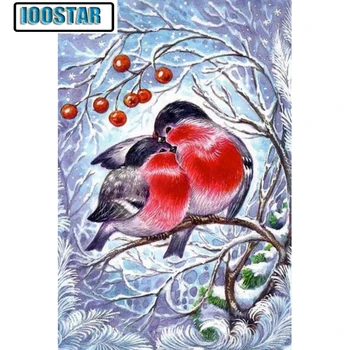 

5D DIY Diamond Painting Rhinestones Winter treetops Two Love Birds Pictures Mosaic Full Diamond Embroidery Cross Stitch Kit