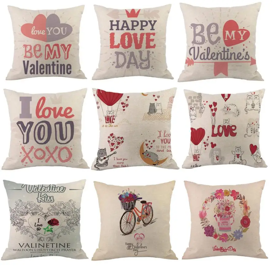 2018 Happy Valentines Day Pillow Cases 45X45 Cotton Decorative Cushion