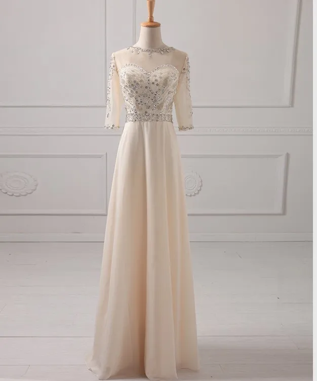 beige long gown