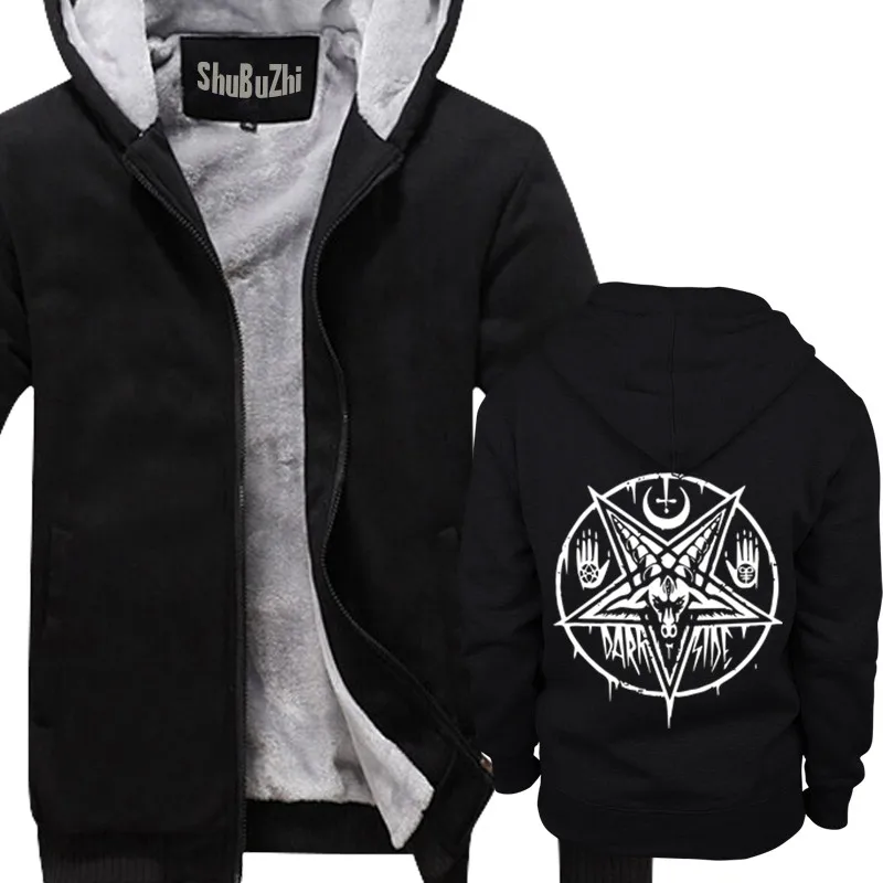 hoodie PENTAGRAM BAPHOMET Satan Swedish Music Group A metal nation winter thick jacket male coat sbz1099 - Цвет: thick black