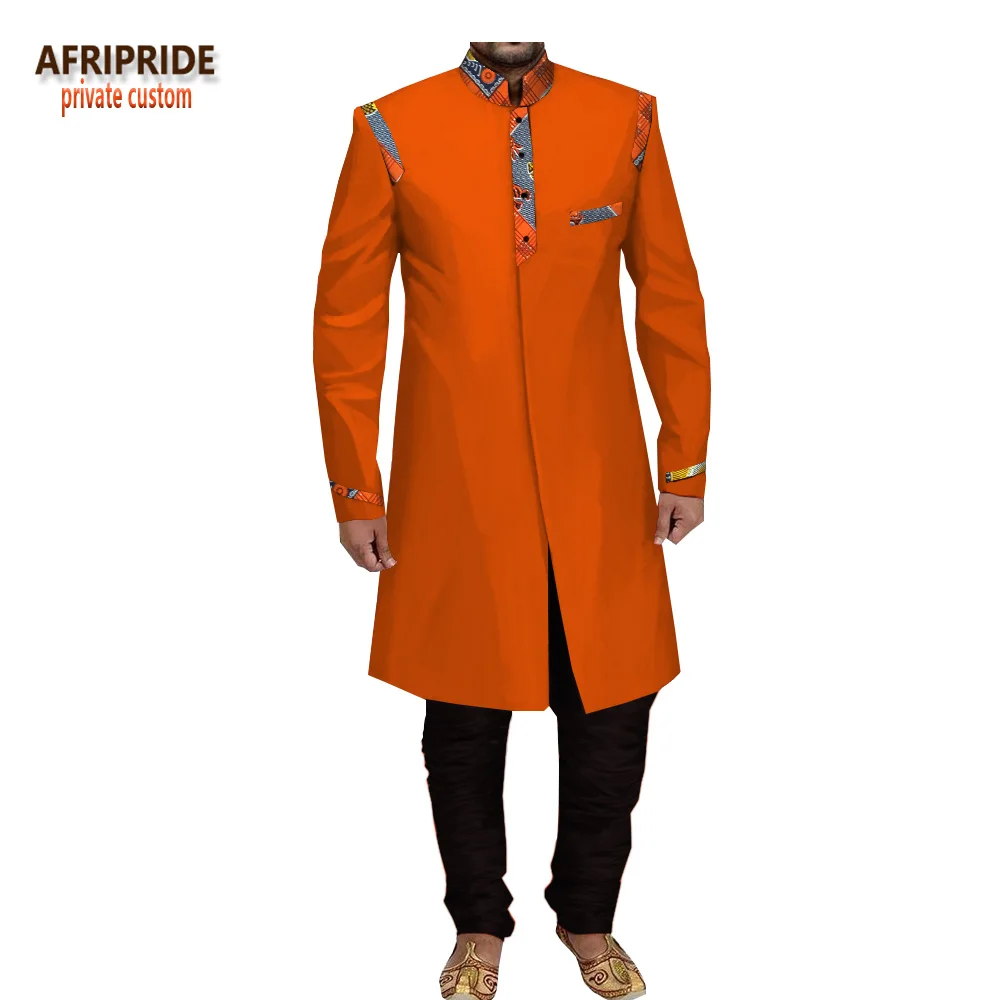 Весенне-осеннее мужское повседневное пальто AFRIPRIDE подгонянное с длинным рукавом длиной до колена длинное хлопковое пальто для мужчин с liningA1814001 - Цвет: 190AJ