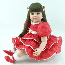 22 inch 55 cm Silicone baby reborn dolls,Red dot Princess Dress cute girl holiday gift doll