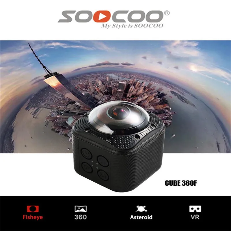 SOOCOO 360F UHD 4 K экшн-камера Wifi 1080 P/30fps 20 M Подводная Водонепроницаемая камера для велосипеда Велоспорт мини Экшн-Спортивная камера