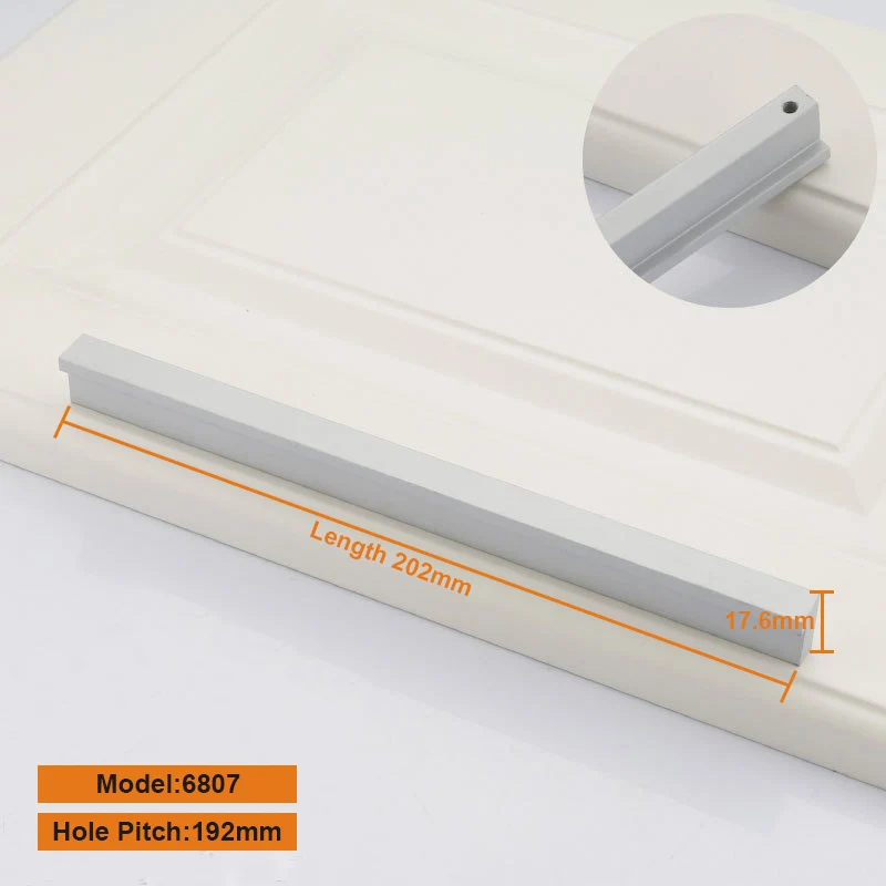 Дверные ручки для мебели 96 мм/128 мм/224 мм/320 мм Шаг отверстия дверные ручки тяги для шкафа кухни мебельные ручки из алюминиевого сплава - Цвет: 192mm silver