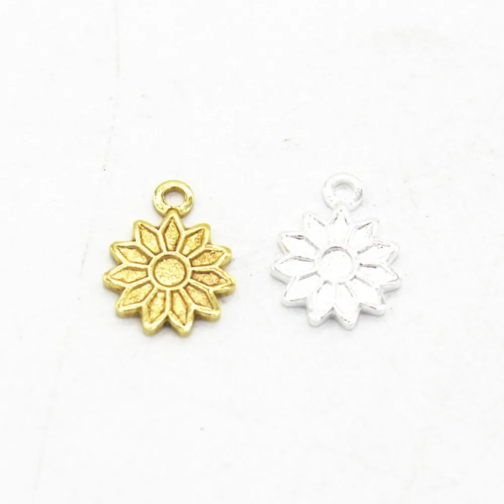 

100 PCS Fashion Metal Copper 8mm Sunflower Charm Connectors 5 Colors Plated Charm For Jewelry Making