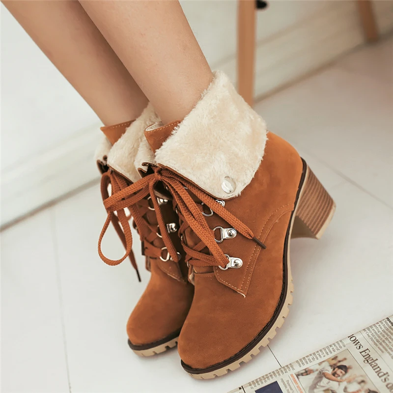 KARINLUNA/ботинки лучшего качества, 7 цветов, большие размеры 34-43 модная женская обувь Теплые Зимние ботильоны на меху для отдыха