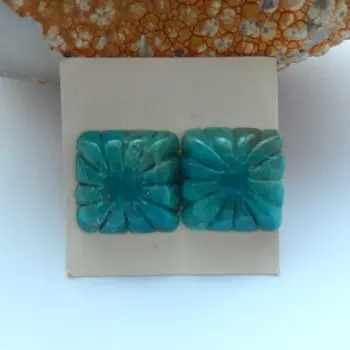 

Carved Chrysocolla fashion woman earring Cabochon Pairs,19x19x6mm,6.96g