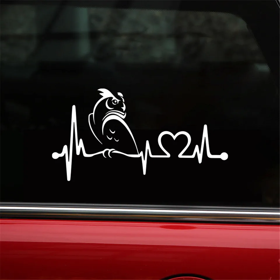 Cunymagos 20.3cm10.8cm Owl Heartbeat Lifeline Car Sticker Car-Styling Motorcycle Decal  (6)