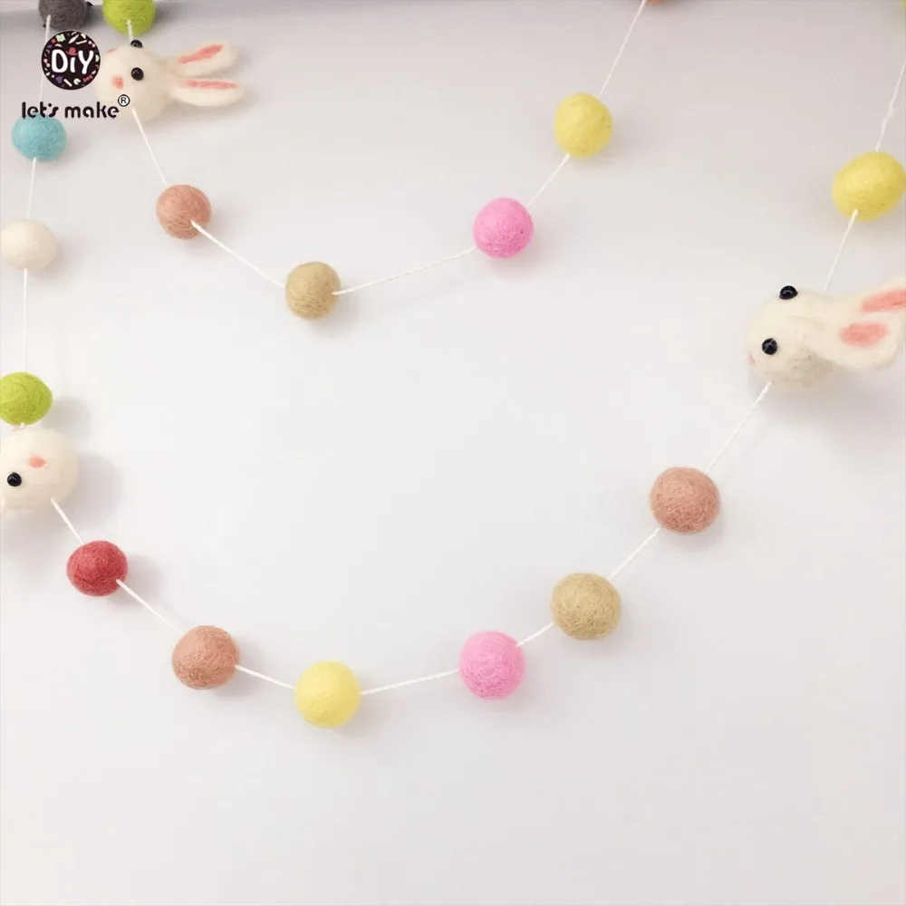 

Let's Make Plush Ball Multicolour Baby Room/Garland Decoration Rabbit DIY 30pc Wool Felt Balls Decorations Wall Custom Beads