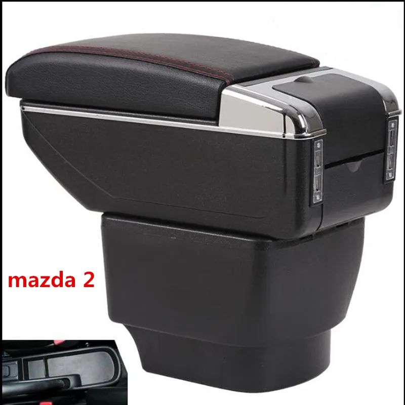 

For Mazda 2 M2 Hatchback armrest box central Store content Storage box with cup holder ashtray USB interface