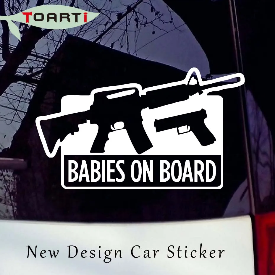 gun BACK OFF BABY on Board Funny Car Graphics Window Sticker Decal US Seller