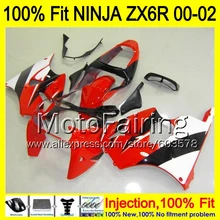8Gifts Injection mold Body For KAWASAKI NINJA ZX-6R 00-02 1HM75 ZX 6R ZX6R 00 01 02 ZX636 636 2000 2001 2002 Fairing red black