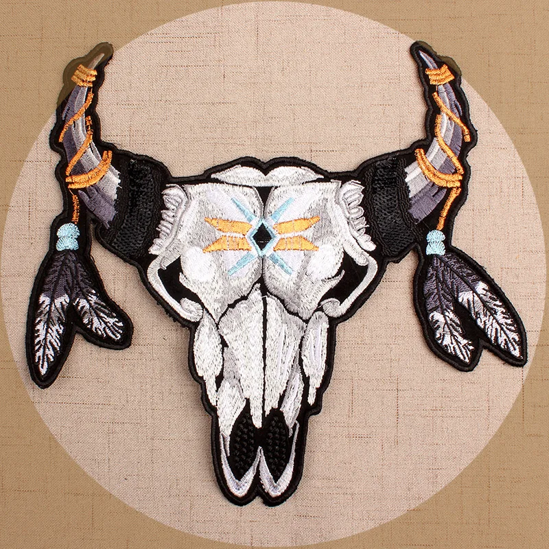 

Clothing Subsidies 23x21cm Large Size Bull Head Embroidery Sticker Clothing Sticker Jacket Back Decorative Sticke