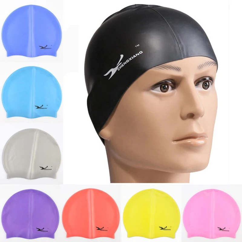 Men Women Waterproof Silicone Gel Swimming Cap Outdoor Sports Swim Pool