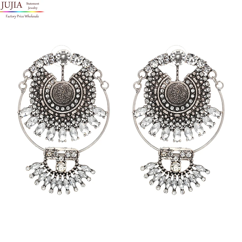 

JUJIA New vintage fashion women crystal stud earring vintage statement fashion Earring for women