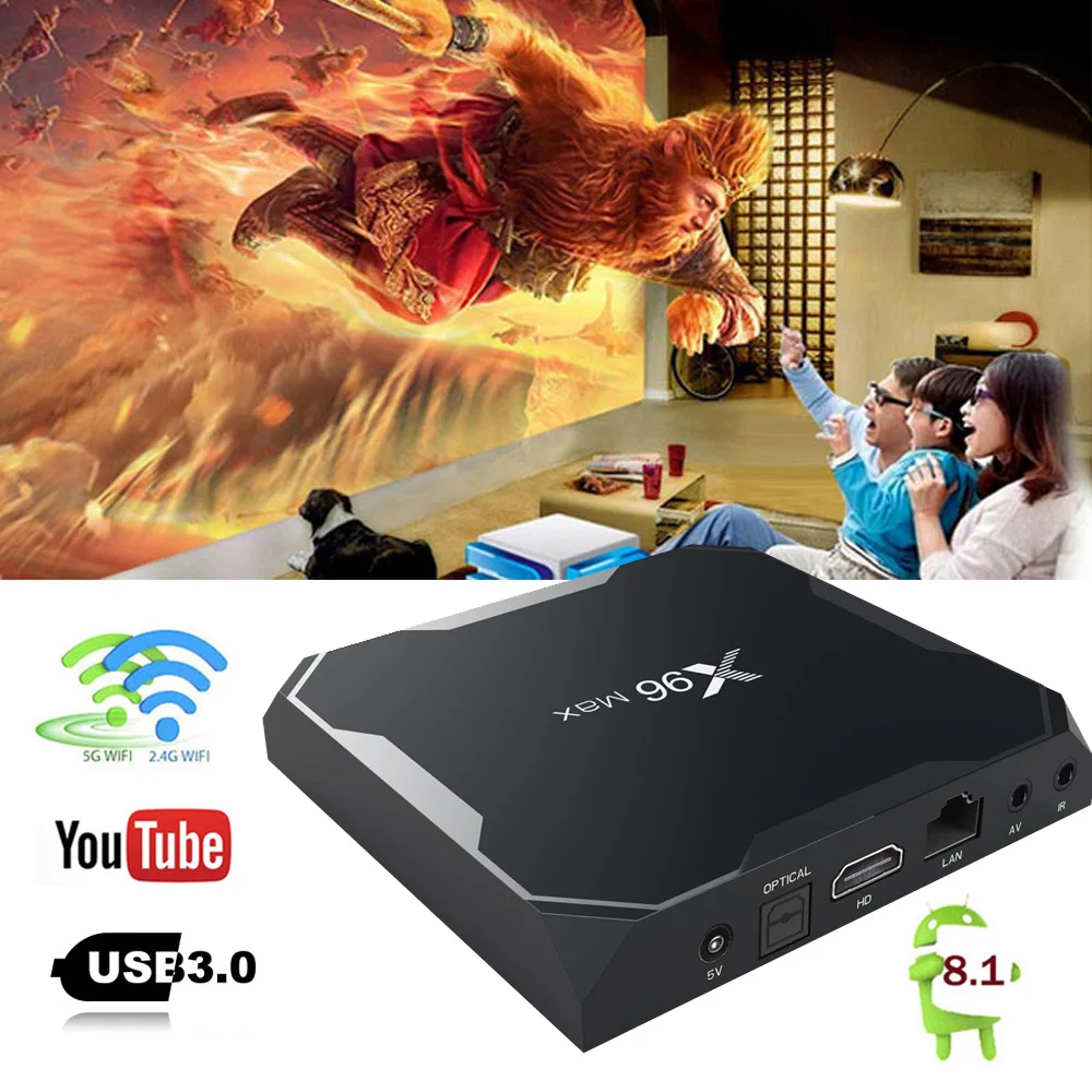 

X96 MAX TV BOX Android 8.1 Amlogic S905X2 LPDDR4 Quad Core 4GB 32GB 64GB 2.4G&5GHz Wifi BT 1000M 4K Set top box X96 Max