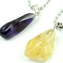 Натуральный камень, Фиолетовый Кристалл Цитрин неправильной формы Шарм кулон для женщин ожерелье ювелирных изделий 1P