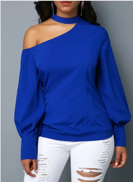 Las mujeres Blusas 2019 moda de manga larga Halter cuello camisa de la Oficina blusa la gasa camisa Casual Tops Plus tamaño 5XL femenina Blusas|Blusas y camisas| - AliExpress